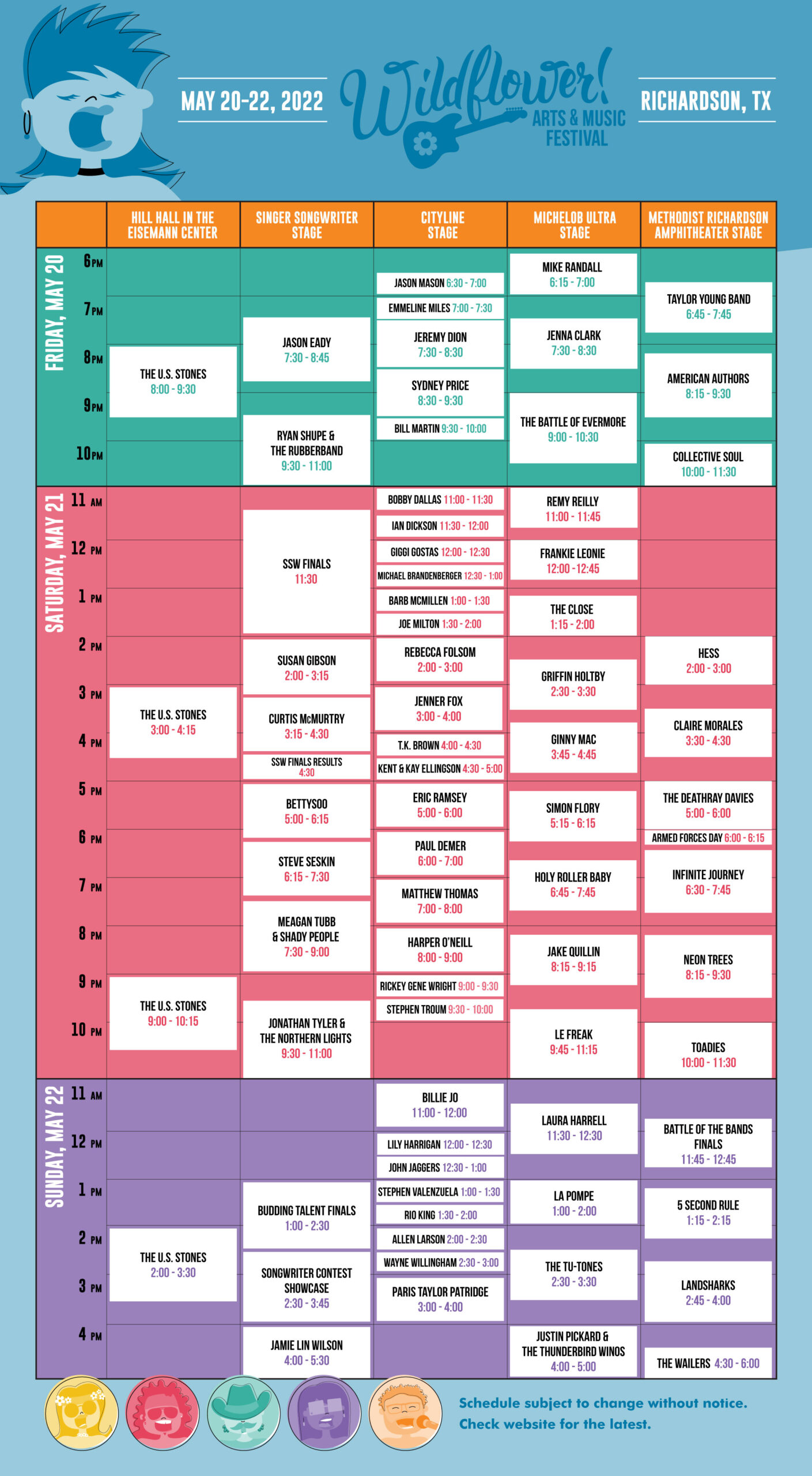 3 Day Stage Schedule