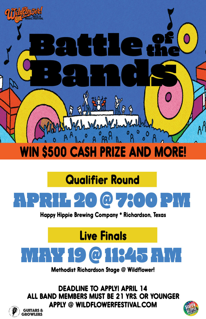 Wildflower! Battle of the Bands Qualifier Round Flyer 2024 Live Cash Prizes Richardson