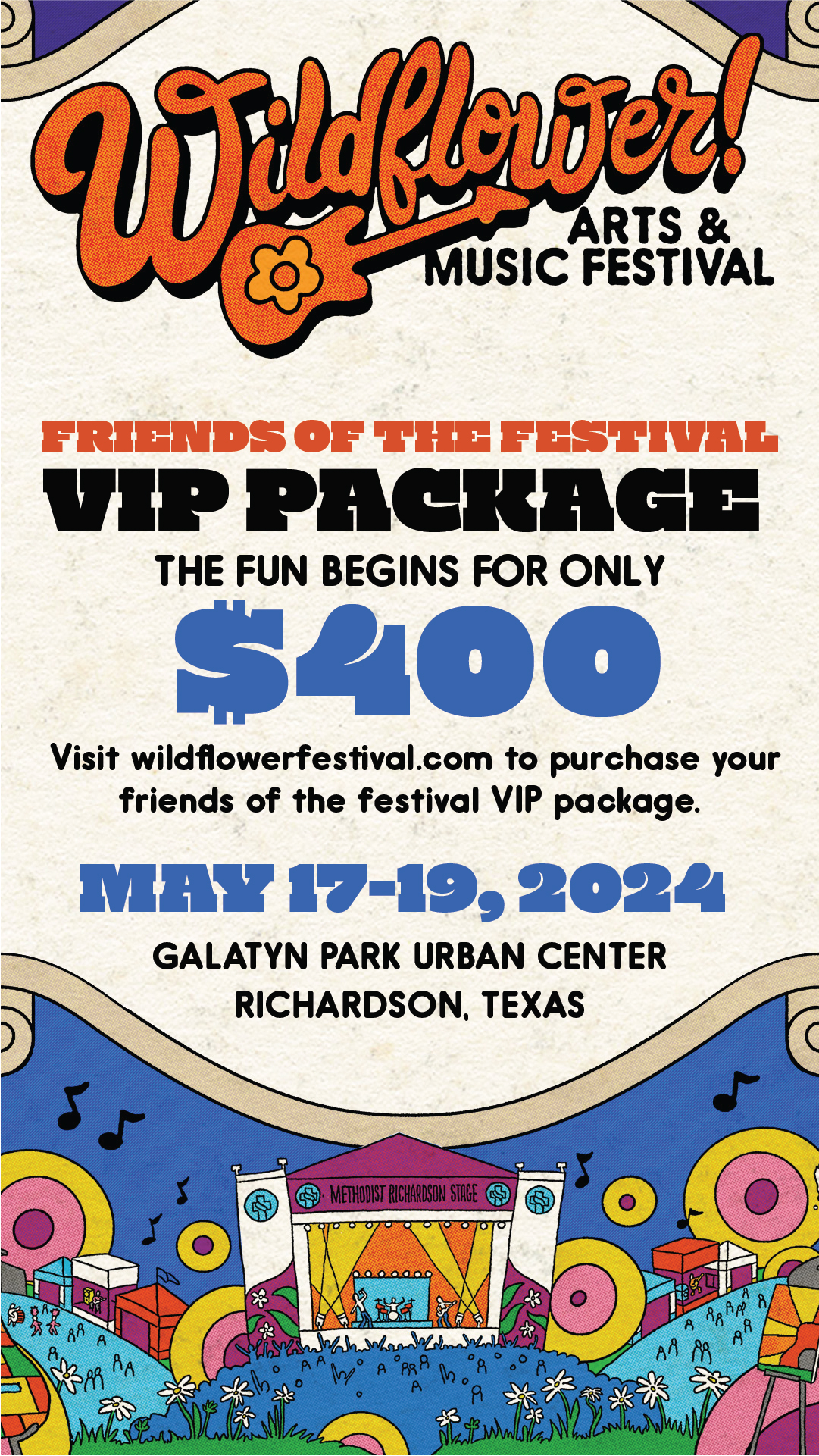 Wildflower! Arts & Music Festival VIP Friends Package Richardson 2024